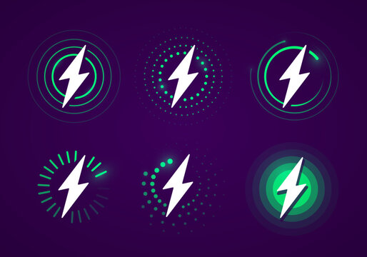 Charging Battery Lightning Icon Set