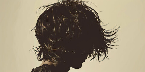 Fototapeta premium Hairstyle (Shaggy Hair): A figure with shaggy, layered hair, symbolizing the hairstyle popular in the 1970s