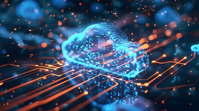 Neon light cloud computing futuristic technology