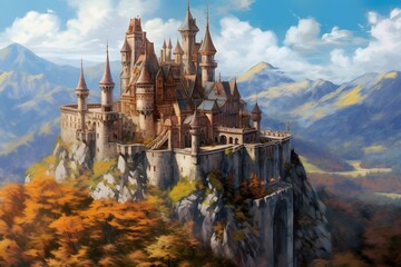 A detailed view of a magical castle, high detail