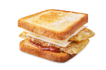 Asian street sandwich with omelette on a white isolated background