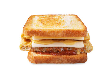 Asian street sandwich with omelette on a white isolated background