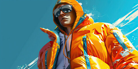 Obraz premium Sports (Starter Jacket): A figure wearing a Starter jacket, symbolizing the sports fashion trend of the 1990s 