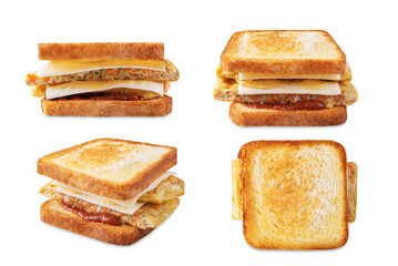 Asian street sandwich with omelette on a white isolated background