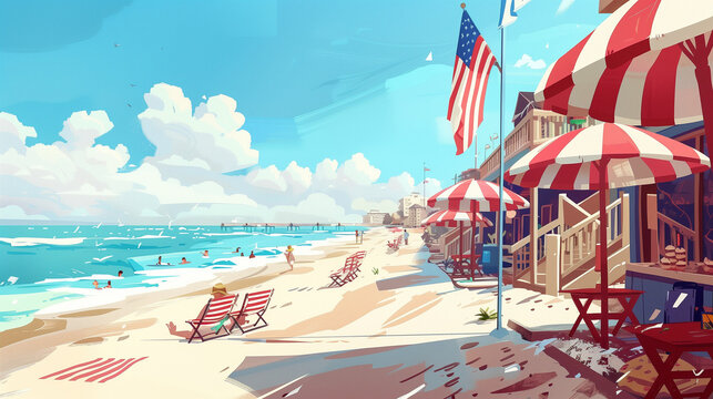 american flag 4th of july holiday celebration summer holiday on the beach