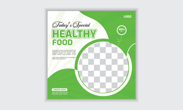 Modern minimal vactor food social media post design template
