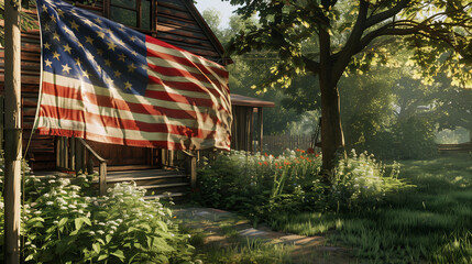 american flag 4th of july holiday celebration flag in the garden