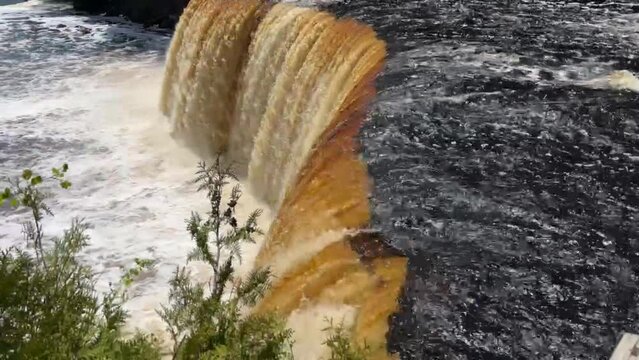 Tahquamenon Upper Falls Located in Tahquamenon Falls State Park on the Tahquamenon River in Michigan. United States.