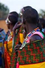 Fototapeta premium Masai women's colorful dresses and necklaces