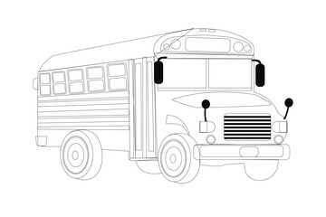 School bus icon, Flat style vector illustration isolated on white background.