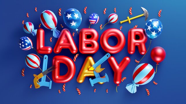 Labor Day Celebration with Patriotic Balloons and Festive Decorations