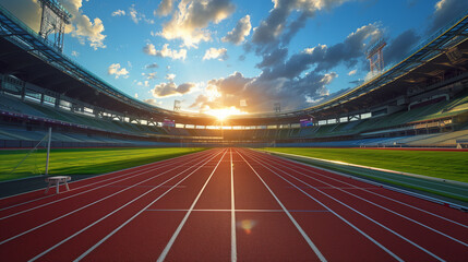 Vibrant Running Track at a Stadium with Spectacular Views