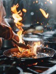 Person Cooking Food in Frying Pan