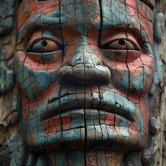 Wooden Sculpture Of A God. Illustration On The Theme Of History And Religion, Culture And Mysticism.  Generative AI	
