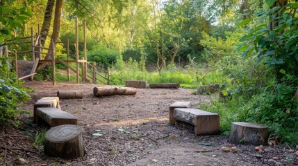 Engaging Outdoor Education Experience with Children Learning about Nature in a Forest School Setting. Environmental Education and Outdoor Classroom Concepts for Immersive Nature Learning.