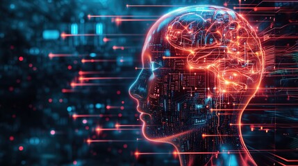 Digital human brain concept Illustrating cognitive technology and artificial intelligence