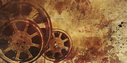 Obraz premium Vintage Film: Sepia tones, muted browns, and aged yellows create a vintage film effect, reminiscent of old movie reels. This scheme is often used in movie posters for period films, retro photography, 