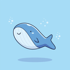 cute cartoon whale swimming illustration