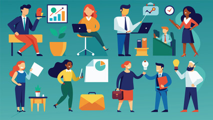 Business Concept illustrations. Mega set. Collection of scenes with men and women