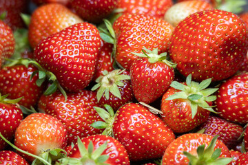 Strawberries - fresh red raw fruits close up