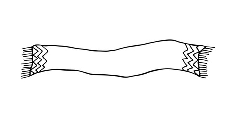 Knitted scarf doodle Hand drawn winter accessories Single design element for card, print, design, decor