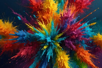 Rainbow Explosion: Dynamic Paint Splashes