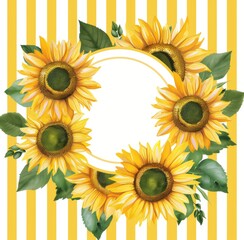 White circle is surrounded by sunflowers 
