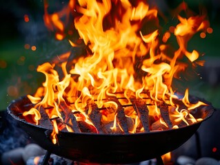 A barbecue with grills in summer