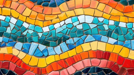 Obraz premium Colorful horizontal mosaic pattern for wallpaper and design