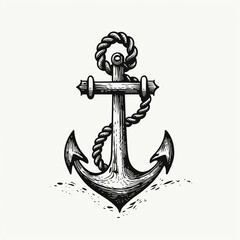 marine retro emblems logo with anchor and rope anchor