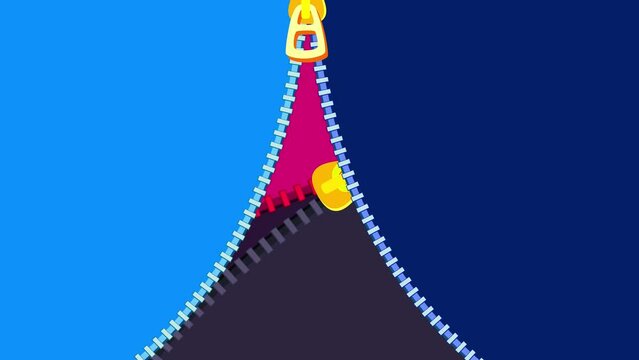 Zipper transition wipe multi color and direction background. Cartoon animation preset good for any use. Motion design multi color element. Business, art, education, science, fashion, etc...