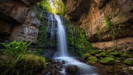 Obraz premium Cascada en un bosque cerrado