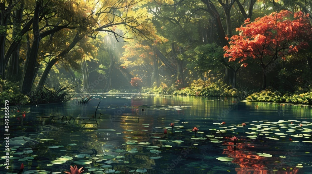 Wall mural beautiful pond s scenery