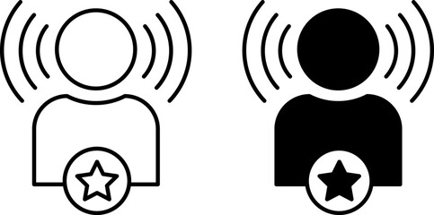 Influencer icons. Black and White Vector Icons. Social Media Influencer. Opinion leader. Blogger Concept