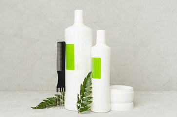 Professional herbal hair care on concrete background