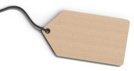 Blank brown cardboard hang tag isolated on transparent background