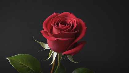 Naklejka premium A Stunning Red Rose Blossom Amidst a Dark Canvas