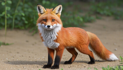 Adorable red fox clay cartoon animation created with AI technology captures the clever and cunning...