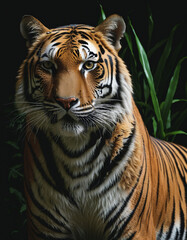 Fototapeta premium Majestic Felino: The Endangered Apex Predator with Stripes