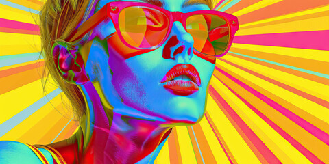 Art (Pop Art): A figure with a pop art piece, symbolizing the vibrant and colorful art movement of the 1950s