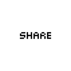 share button 8 bit text share Pixel art 8-bit for game