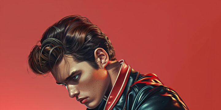 Hairstyle (Greaser Hair): A figure with greaser-style hair, representing the popular hairstyle of the 1950s
