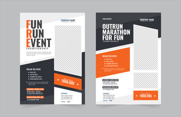 Running event double poster design. Modern and minimalist elegant running event editable poster. Sport running event template design. Vector illustration.