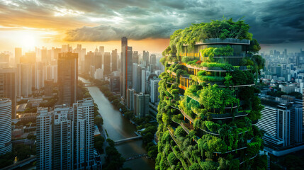 Obraz premium green architecture, green future, ecological technologies