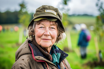 Obraz premium Active Senior Woman in Countryside at Daytime