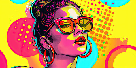Art (Pop Art): A figure with a pop art piece, symbolizing the vibrant and colorful art movement of the 1960s