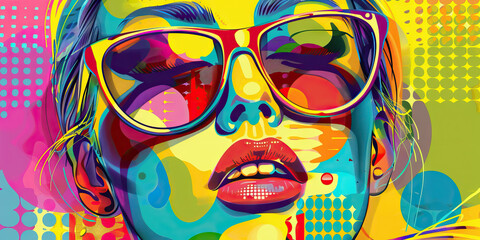 Art (Pop Art): A figure with a pop art piece, symbolizing the vibrant and colorful art movement of the 1960s