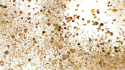 Sparkling Jubilation: Breathtaking 3D Illustration of Sparkling gold Confetti Celebration