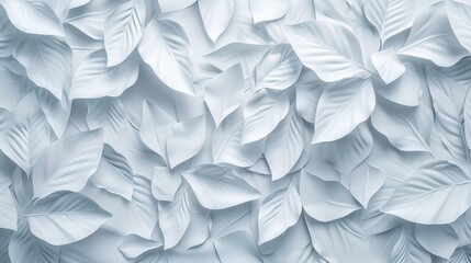 Obraz premium White geometric 3D leaf tiles form a panorama banner background texture.