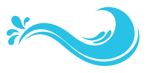 Abstract Blue Wave Vector Illustration with Splash Elements - Perfect for Logos, Water-Themed Designs, and Branding